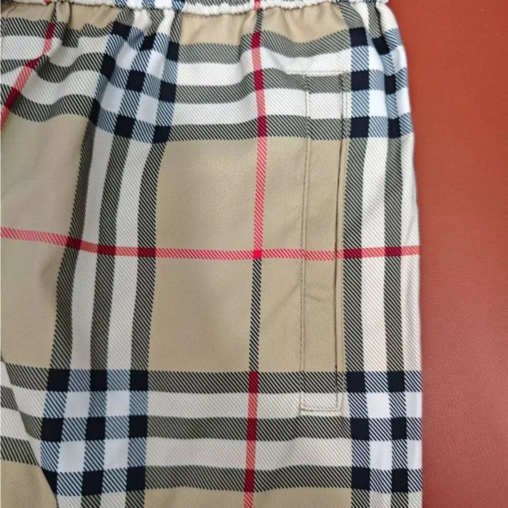 Burberry Beige Checkered Men's Athletic Shorts